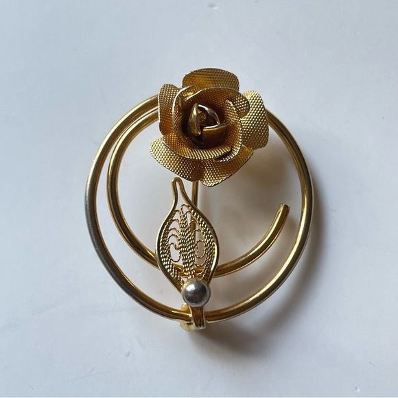 Vintage Sarah Coventry Circle Rose Gold Tone Brooch - Picture 9 of 9